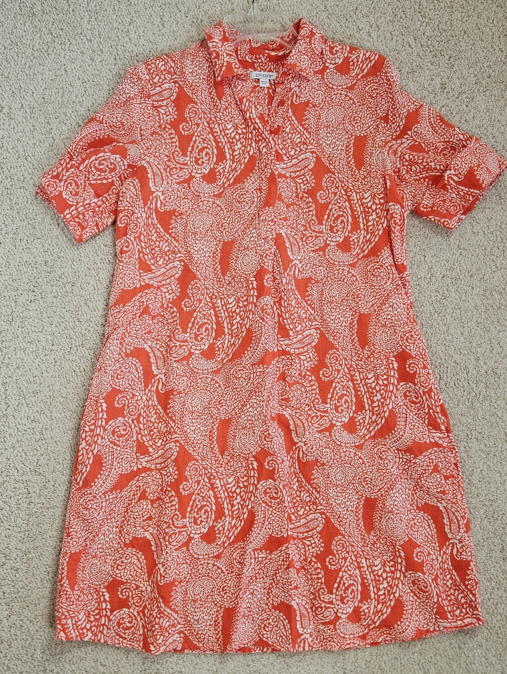 Chico's Coral and White Paisley Mini Dress